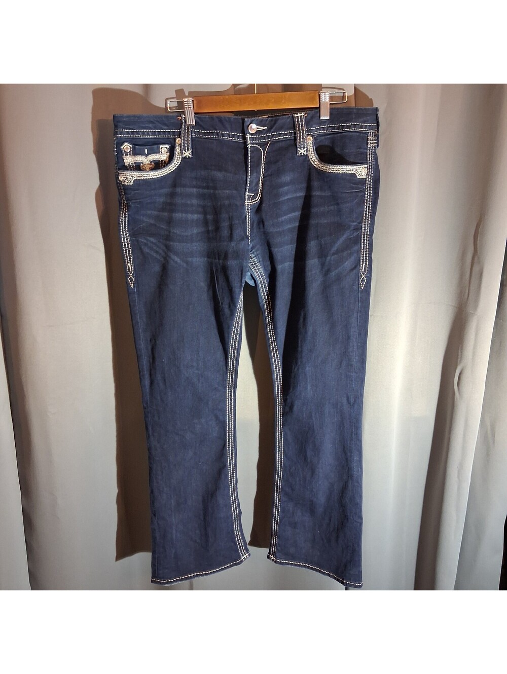 Rock Revival Amanda Easy Boot Jeans Size 34 Dark Blue Denim